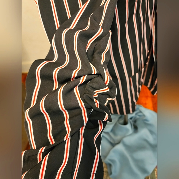 MAX STUDIO Black Black Blazer Red & Beige Stripes. XL - Picture 3 of 7